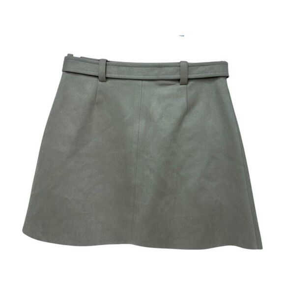 Zara Womens Mini Skirt S Small Tan Short Belted Faux Suede 3046/354 NWT - Picture 5 of 10